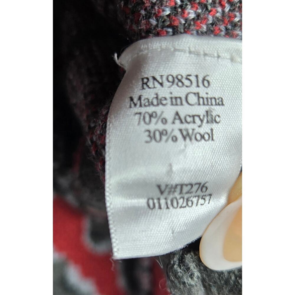 Coldwater Creek Knit Wool Blend gray red boho cardigan comfy Large. - Picture 5 of 7